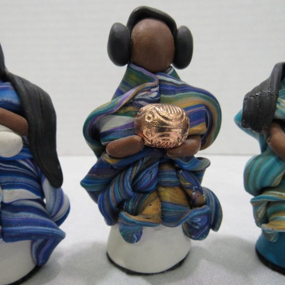 Set 4 OOAK Polymer Clay Faceless Women Dolls - Picture 3 of 8